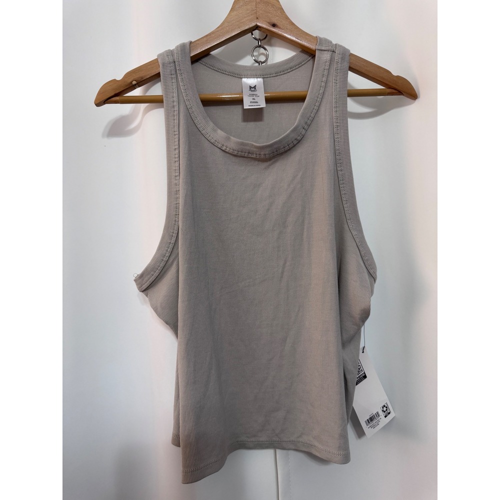 Members Mark Womens Ribbed Tank Top XL Taupe Grey‎ Modal Blend Crewneck NWT